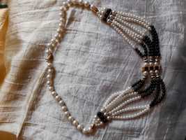 Colier margele perle si onix negru, model deosebit, vintage