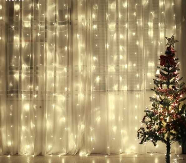 Студено бял Водопад Мигащ с 20 Въжета 720л 3 х 3м опция снаждане