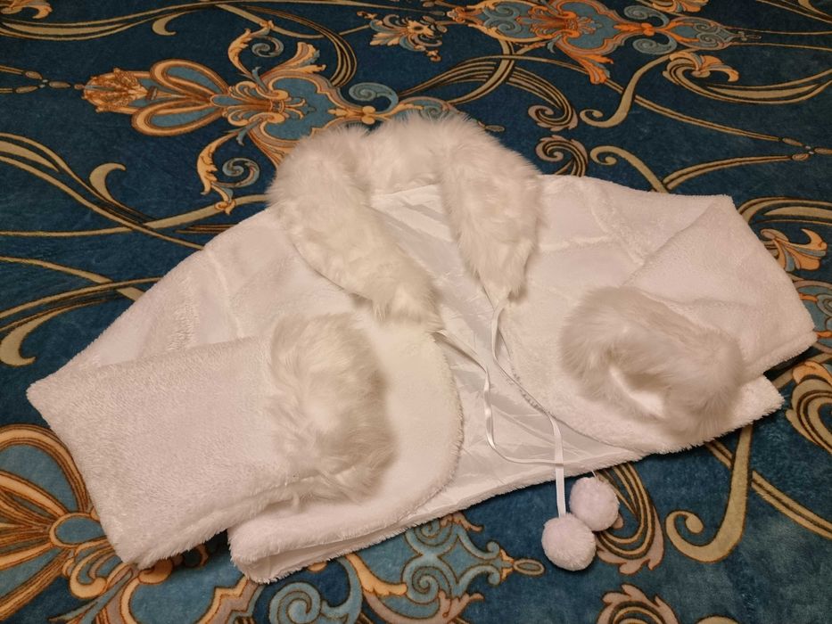 Capa alba din blanita pentru mirese, Capa blana mireasa, M-L