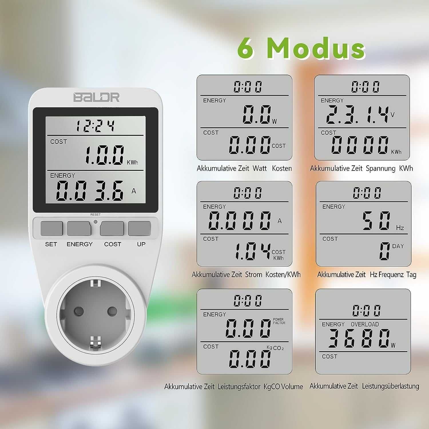 BALDR Монитор за потребление на електроенергия, BA3091-2, LCD дисплей