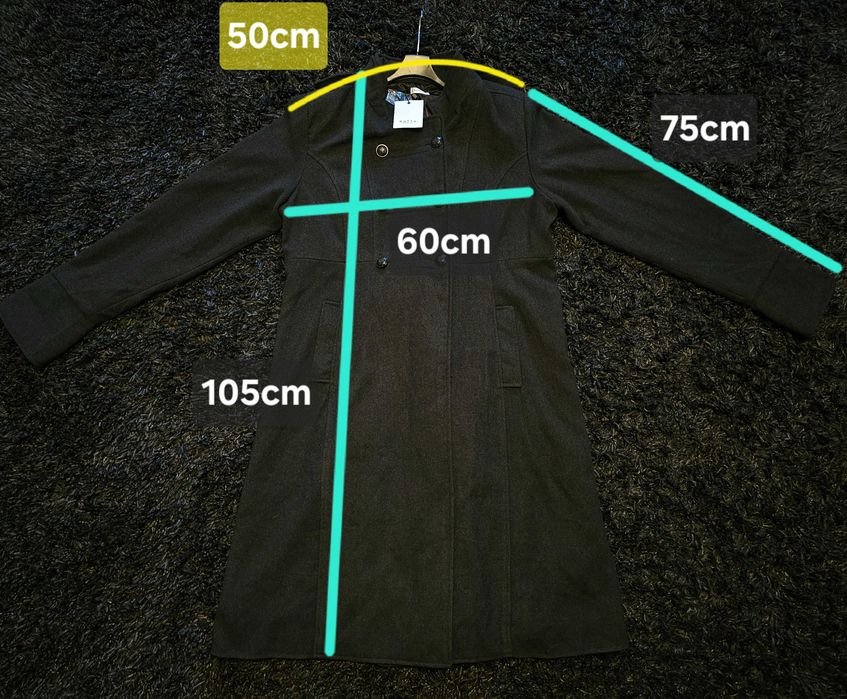 Palton lung nou cu eticheta marimea 46 XL - negru