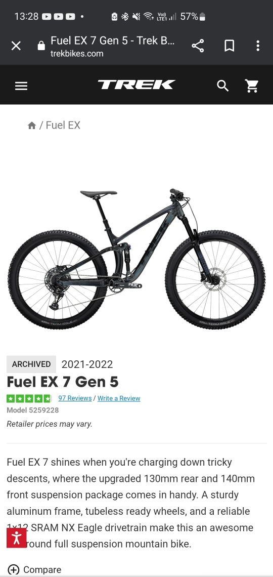 Bicicleta enduro trek fuel ex7