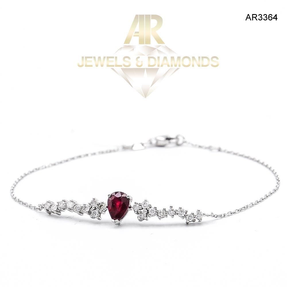 Bratara Aur Alb cu Diamante si Rubin model nou ARJEWELS(AR3364)