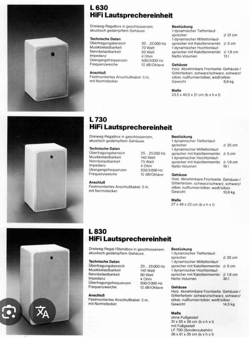 Boxe hifi BRAUN L-830, vintage , 3 cai, compresie, 4 ohm, 70-140w