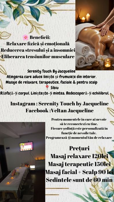 Masaj de relaxare, terapeutic pentru Doamne si Domnisoare