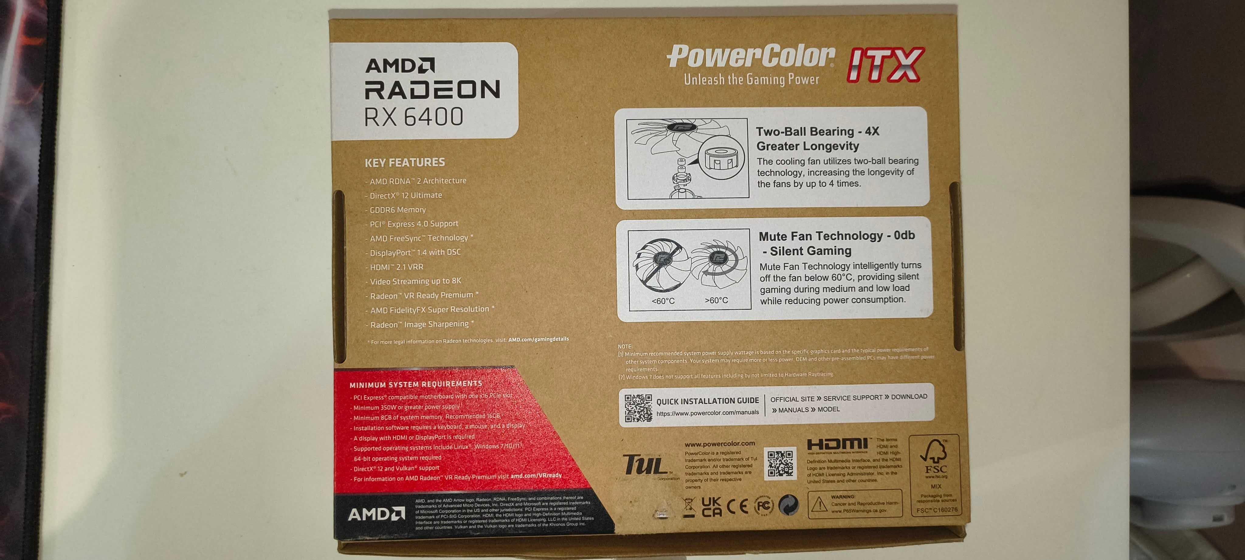 Видеокарта AMD Radeon RX6400 PowerColor