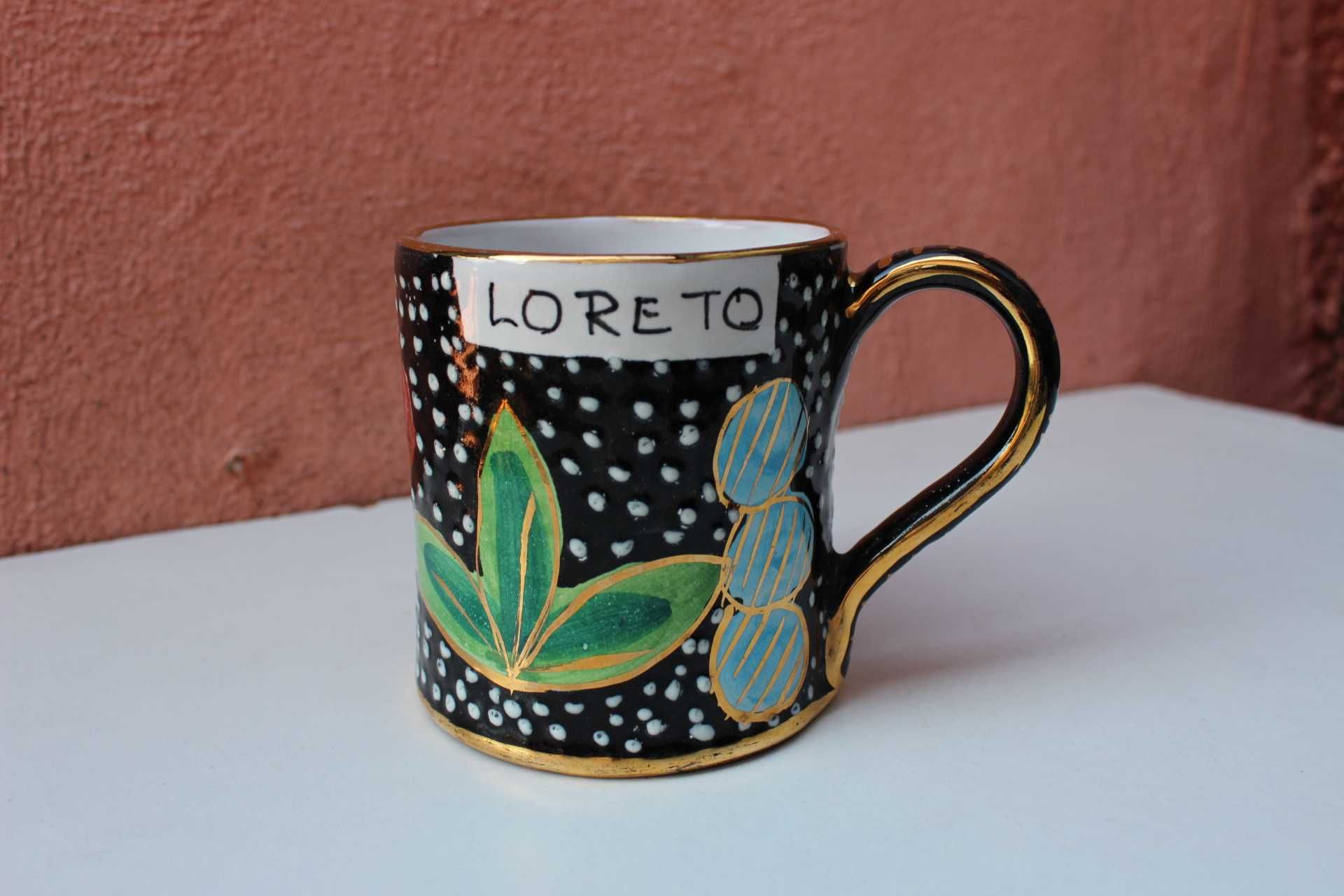 Cana ceramica de colectie DERUTA - LORETO, Italia, mijloc sec 20