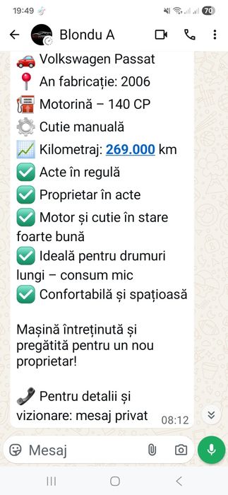 Se vinde wolkswagen passat b6 2006