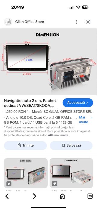Navigatie auto cu folia pe displei
