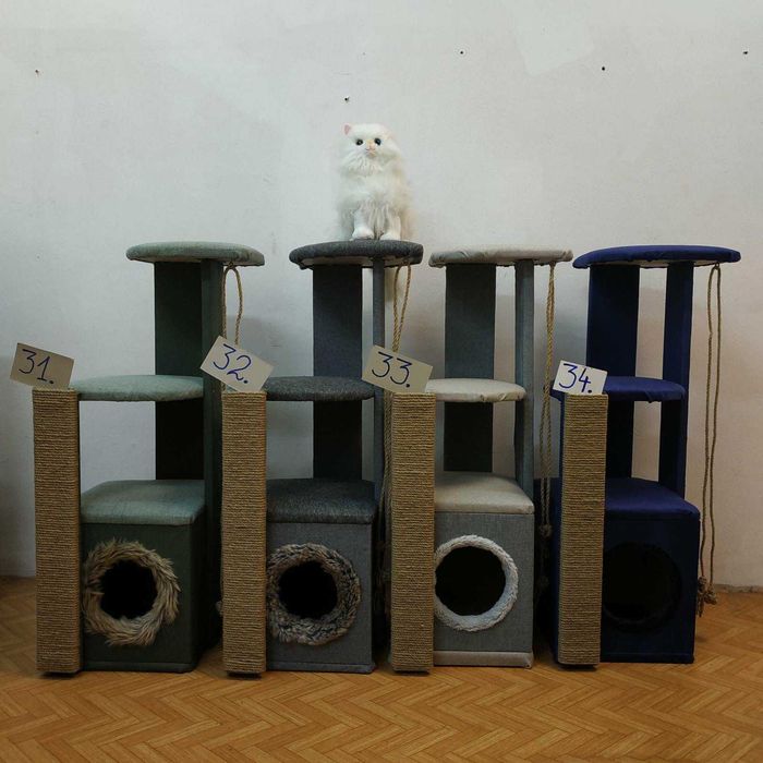 Нови Котешки катерушки с къщичка – 90 см ОБЛЕН