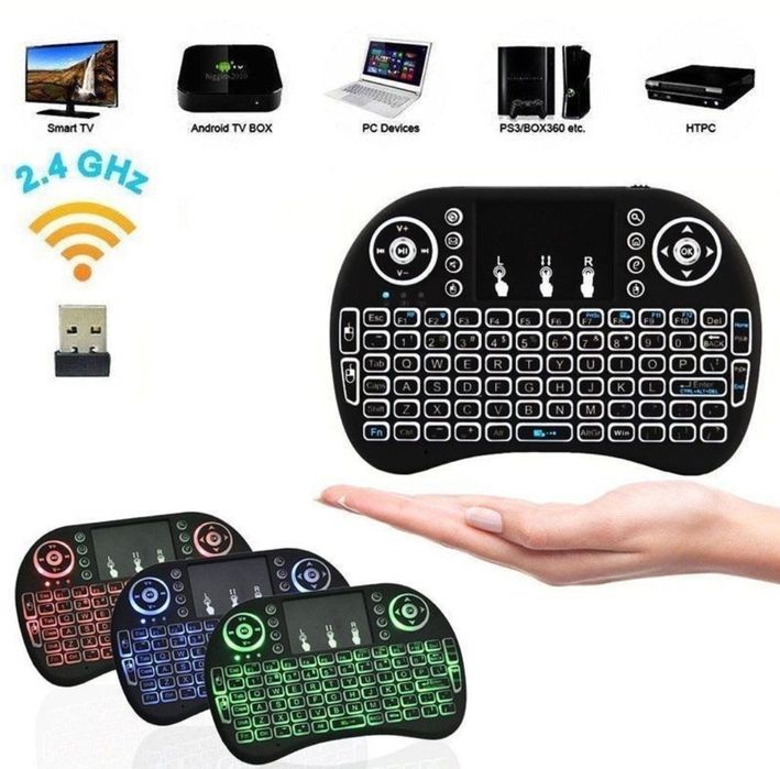 Mini Tastatura Wireless Iluminata cu baterie acumulator TV PC Laptop