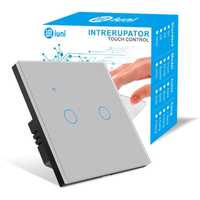 Intrerupator smart touch, WiFi, Sticla, iUni 2G, 10A, Silver