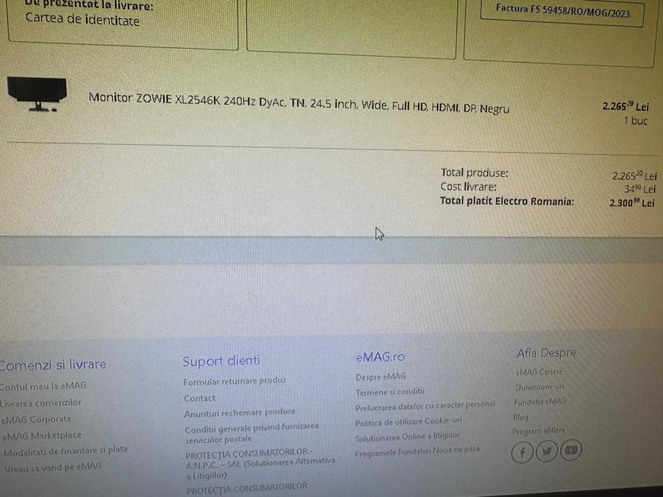 Vand monitor Benq ZOWIE XL2546K 240Hz