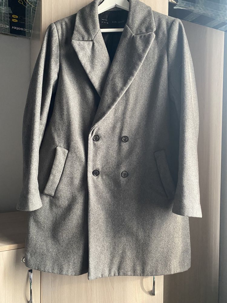 Пальто Zara Basic женское серое
