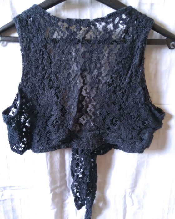 Vesta inedita din impletituri dantelate kaki bleumarin Veste