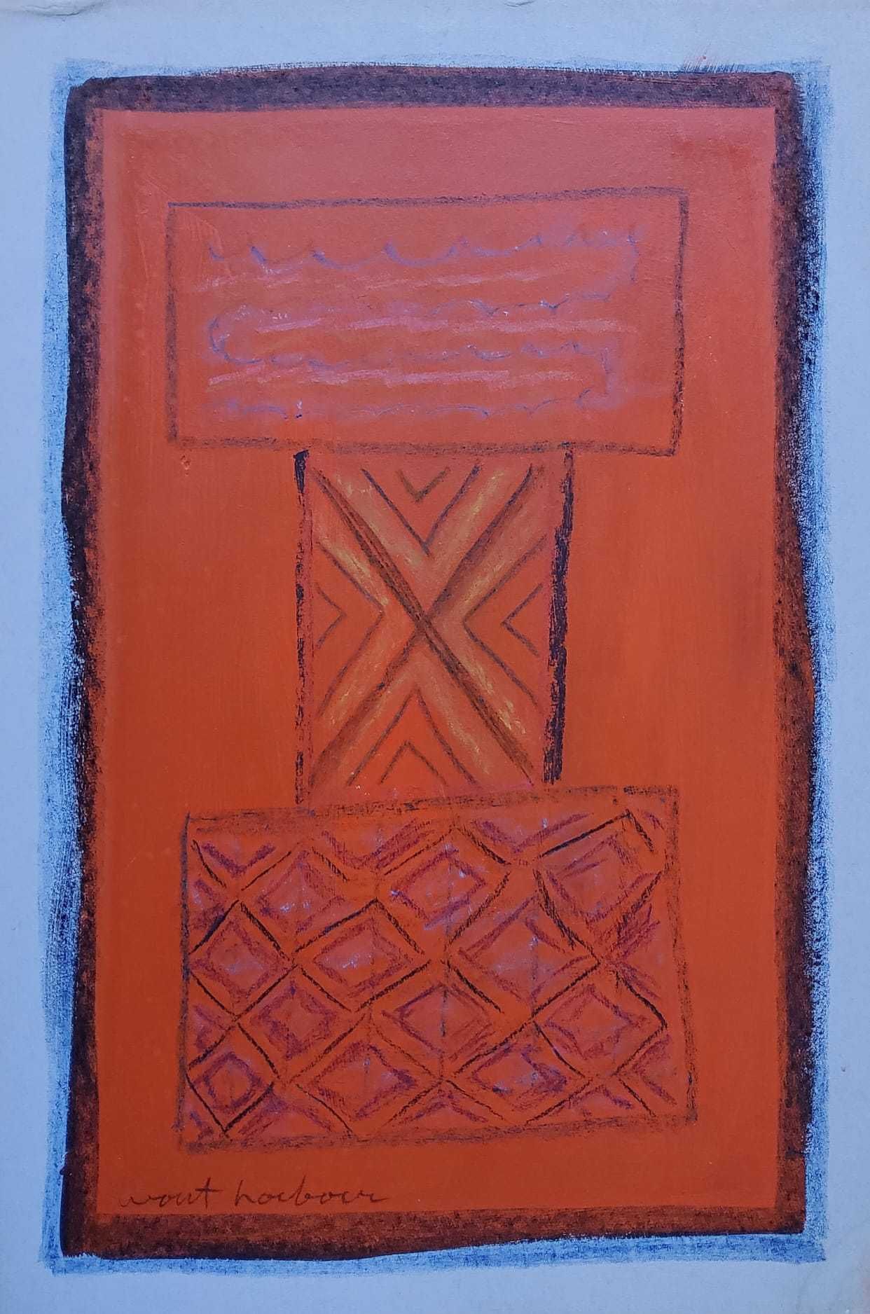 Wout Hoeboer, Guașă și pastel pe carton, Semnat, Dimensiuni 23 x 34 cm