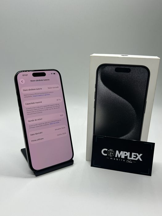 Phone 15 PRO - 256Gb Black Titanium - STARE IMPECABILA + Garantie