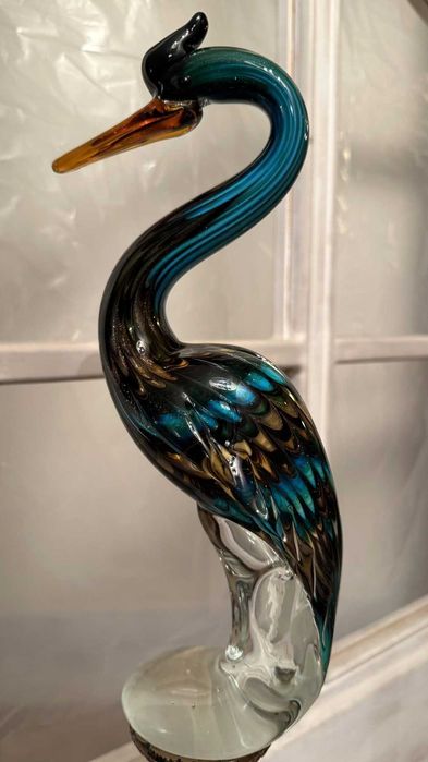 Голяма птица за декорация– духано стъкло, 1.320кг Разкошен коледен..!