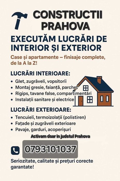 Echipa disponibila,executam lucrări in constructii