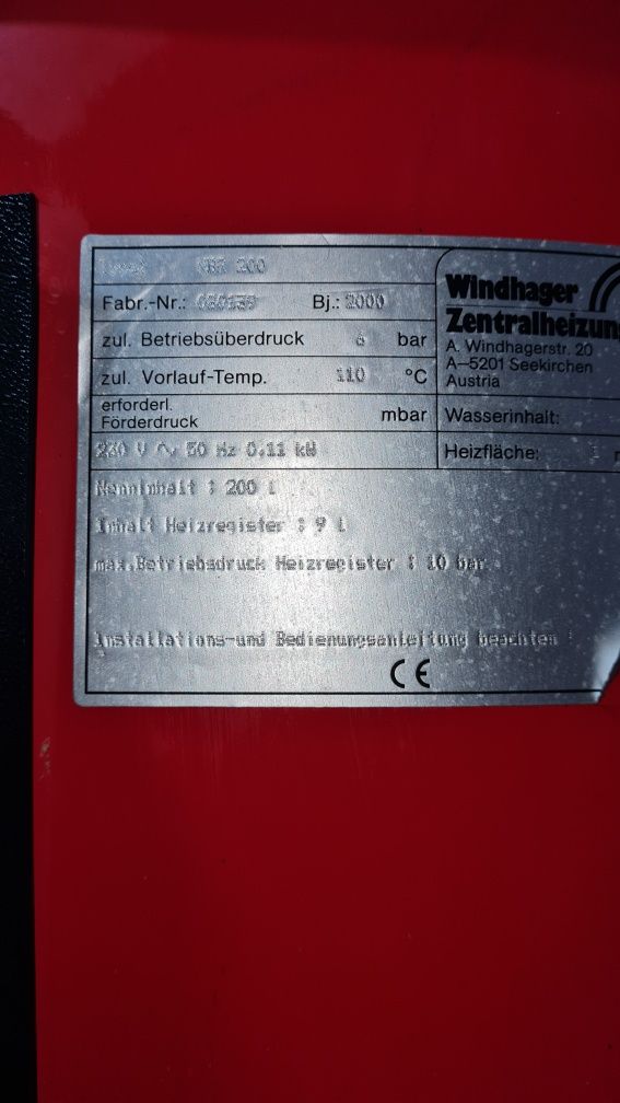 Vând Boiler Windhager 200 L