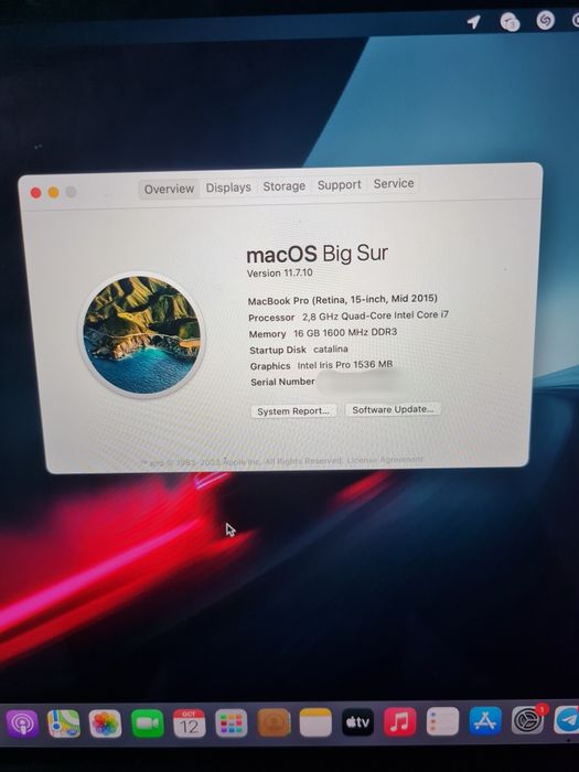 Macbook pro 2015 2K retena disply 16/512