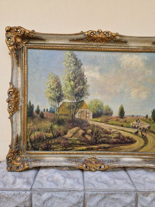 Уникална антикварна белгийска картина масло върху платно