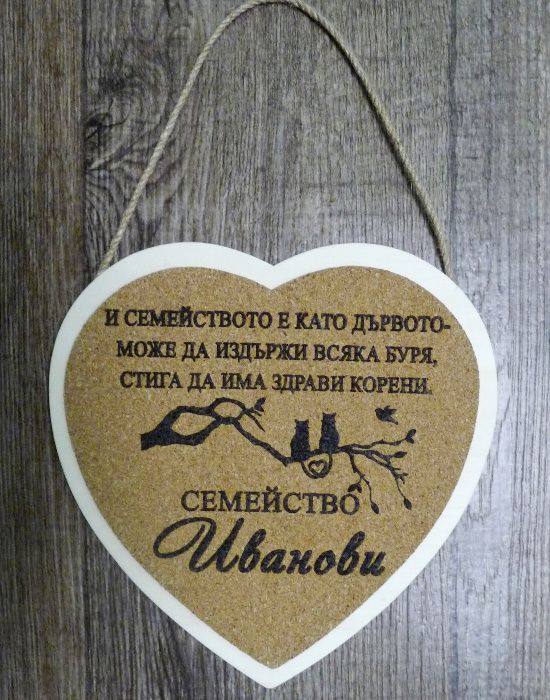 Подарък за Коледа, годишнина, рожден ден - табелка за  врата с имена