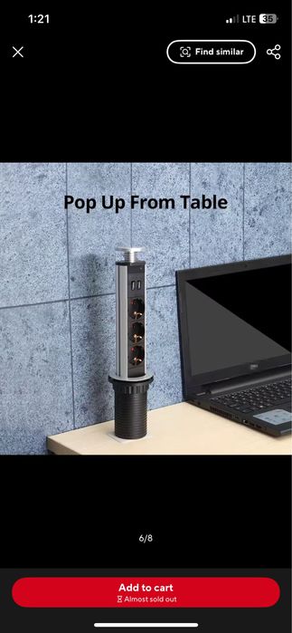 Priza incorporabila pull pop up cu 2xUSB