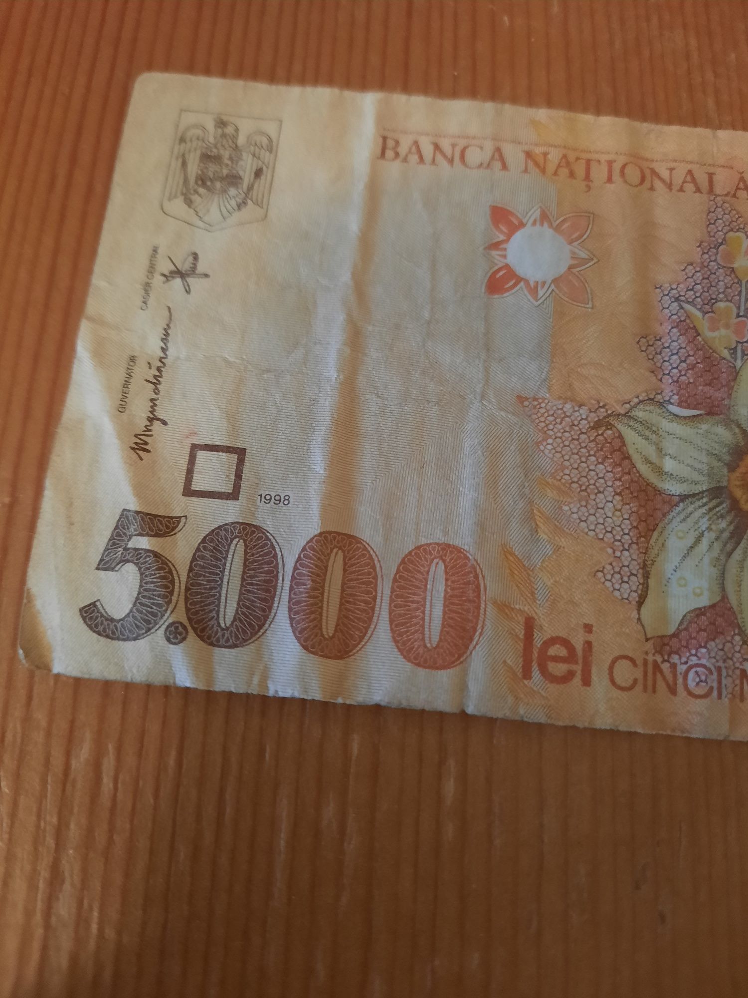 Bancnota rara 5000 lei din 1998
