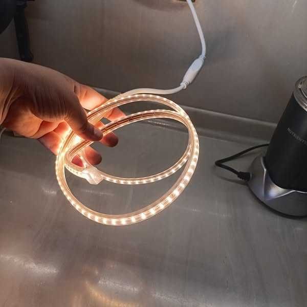 НОВА! LED лента, 1м, SMD 3014, 220V, 120 LED/м, IP67, топло бяла