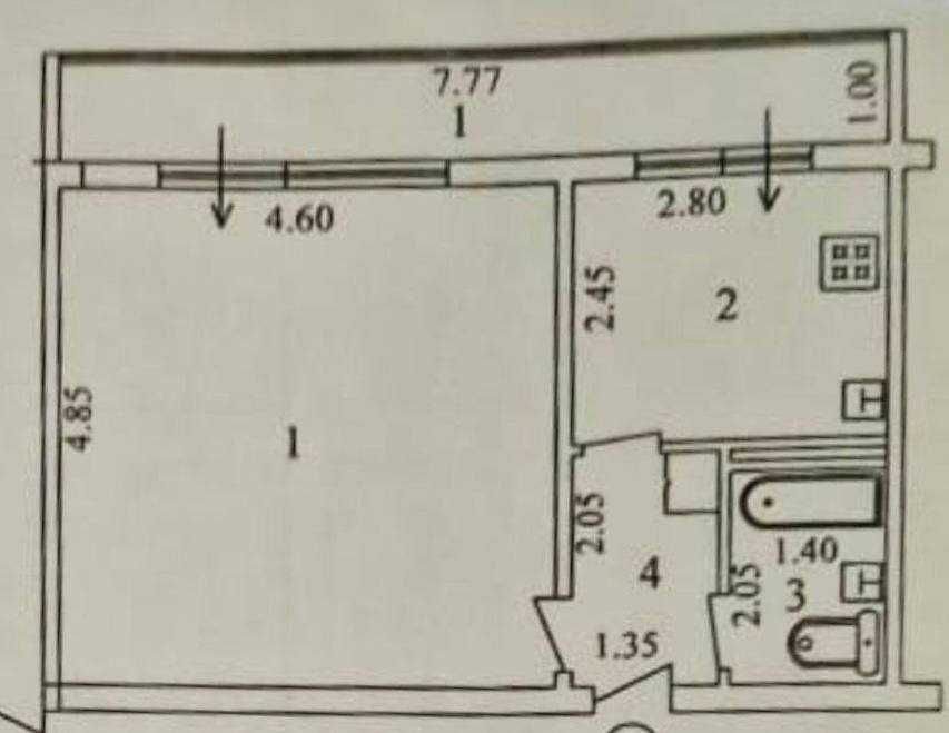 Авиастроители, 1/8/9, требует ремонта, 38м2, ор-р Кадышева рынок