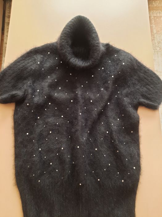 Дамска блуза черна ангорска вълна