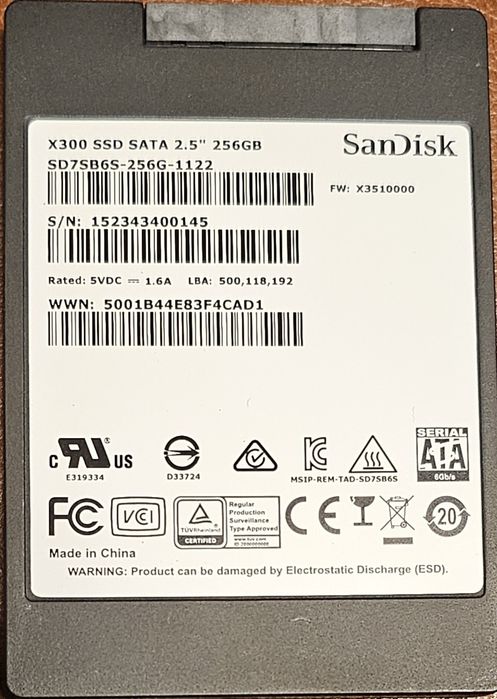 SanDisk x300 SSD SATA 2.5" 256GB