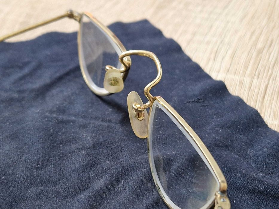 Ochelari vintage,ALGHA 20,suflati cu aur 12K, Fabricati în Anglia,1950