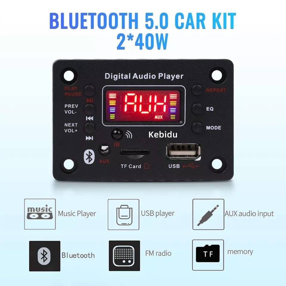 Мп3 плеър 7V-12V, ,BT 5.0 модул за вграждане EQ/USB/Tf/FM/Call/Rec