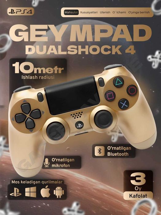 Jostik simsiz Dualshock 4, PC va Sony Playstation 4 uchun joystik.