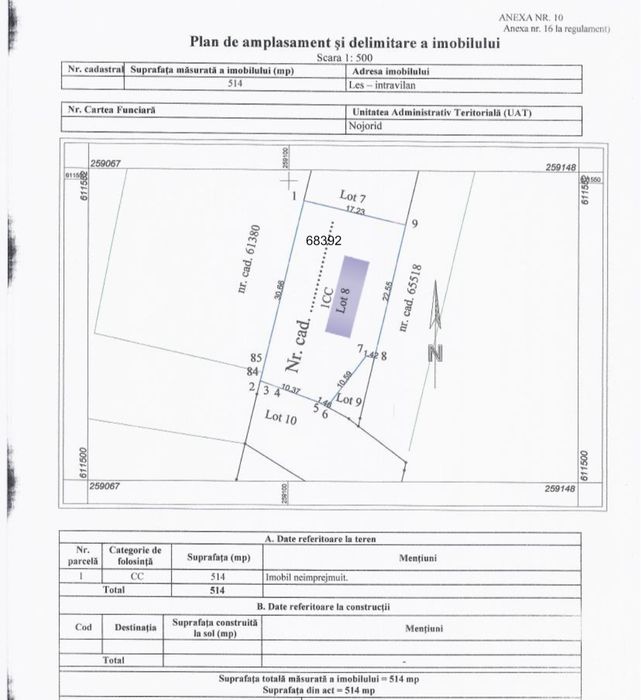 Parcela , Teren intravilan LEȘ parcele casa
