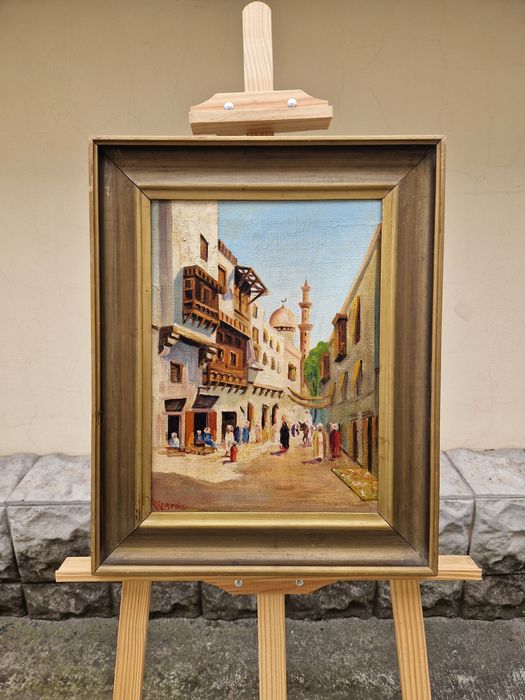 Страхотна антикварна майсторска картина масло върху платно