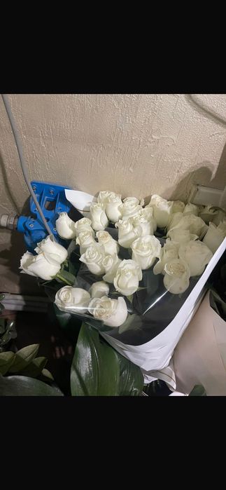 Красивый букет белых роз