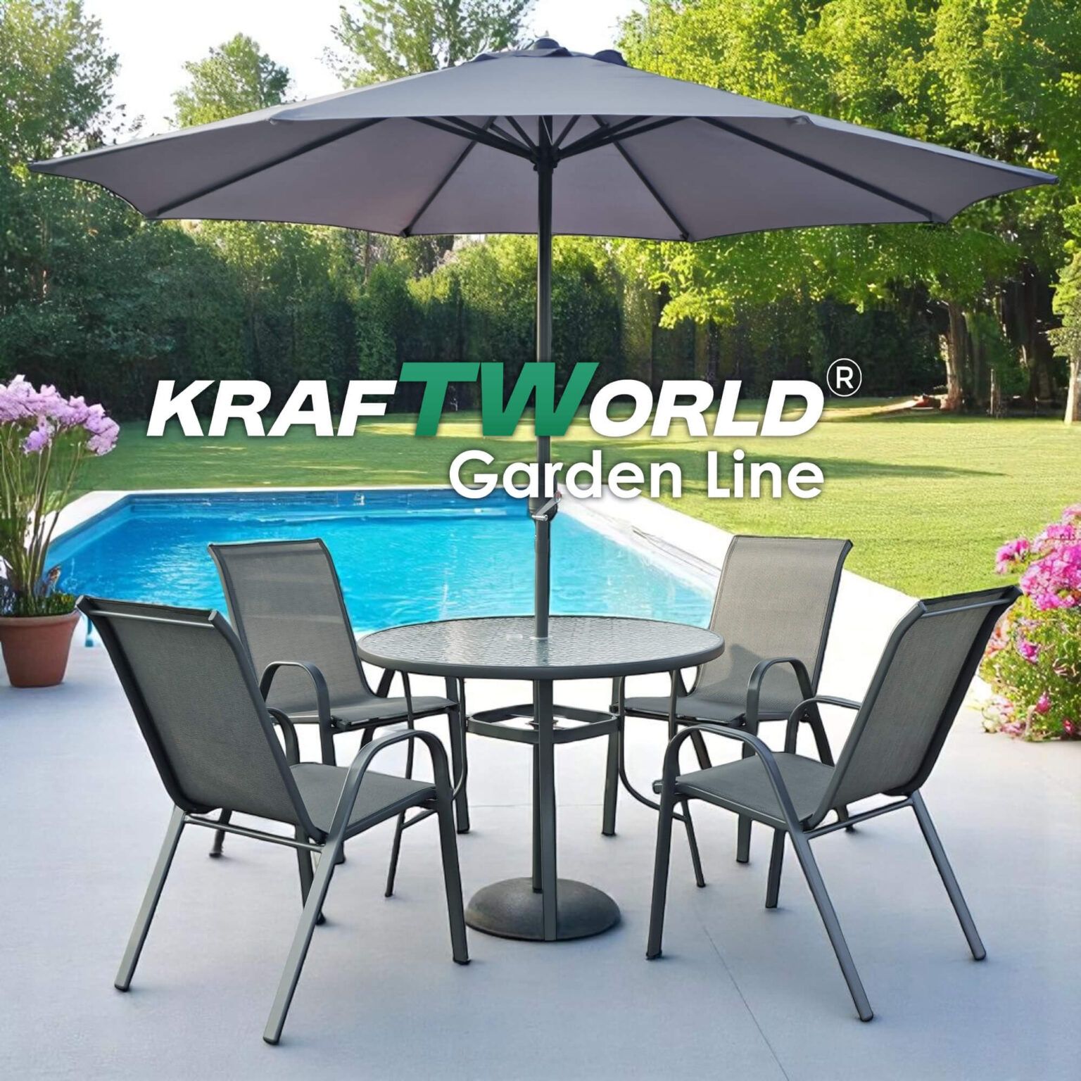 Градински Kомплект Capri – 4 Стола и кръгла Маса Kraftworld Gardenline