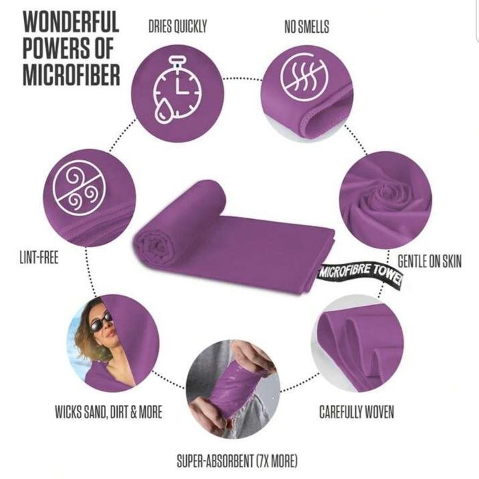 Set prosop din microfibră TOWEL beach sports travel, 2 buc/set purple