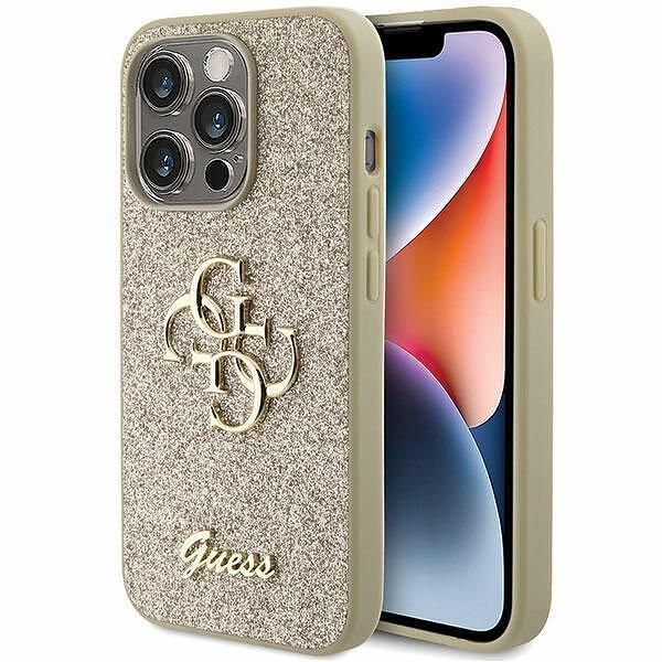 Калъф guess glitter script big 4g за iphone 15 pro max gold