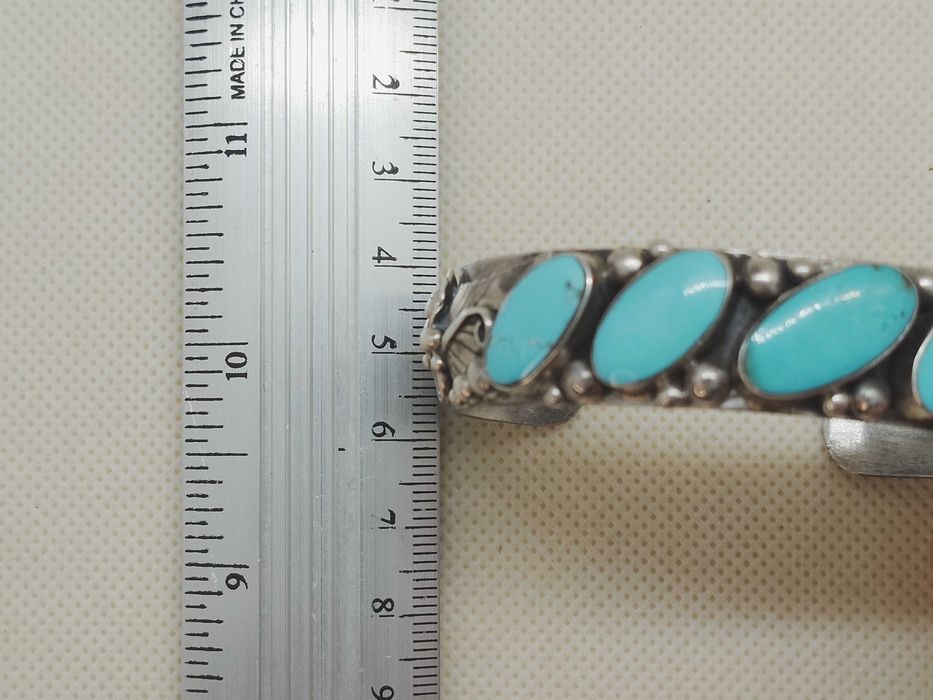 Brățară din argint 925 cu 5 cabochonuri de turcoaz natural, Navajo