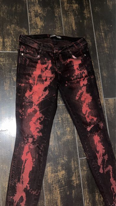 Blugi Slim Skinny Negri Efect Bleach/Acid marimea M
