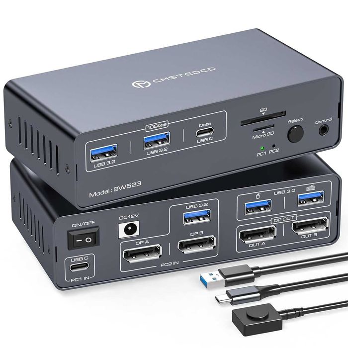 KVM Docking Station si Switch 4K120Hz USB C 13 in 1 Dual Monitor
