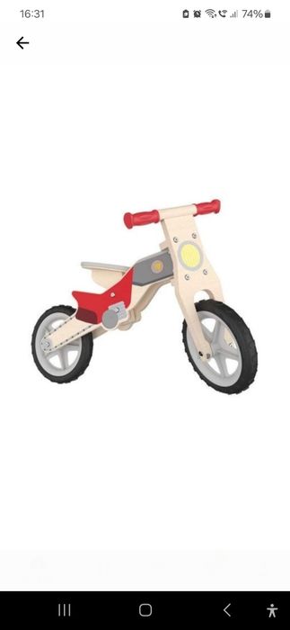 Tricicleta copii, Playtive, Lemn, Motocicleta, Multicolor