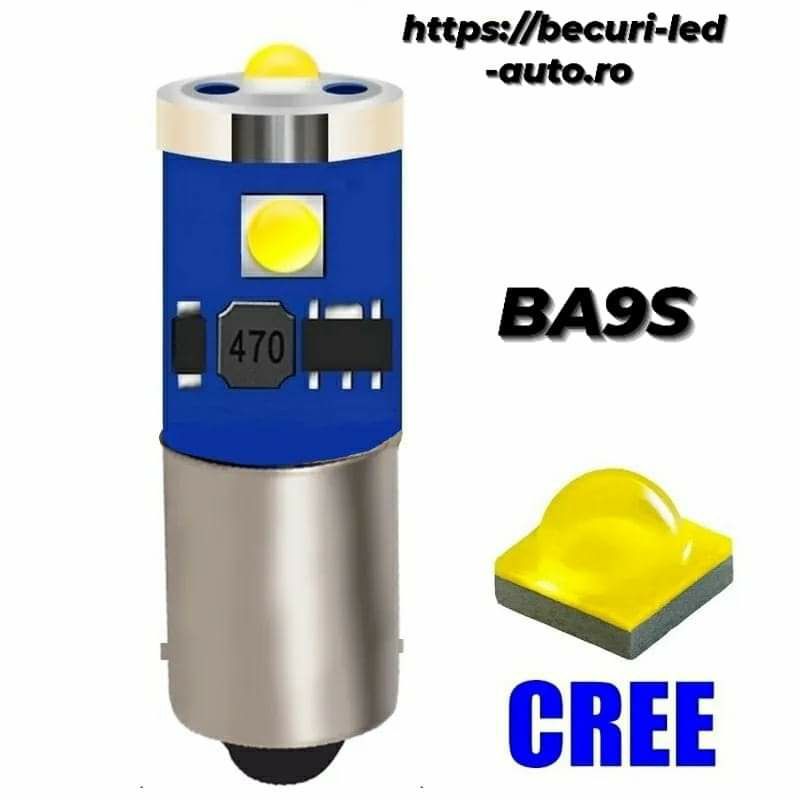 Bec Led Cree BA9S - 15D De 180° Lumină Alb-Rece/Canbus 100%