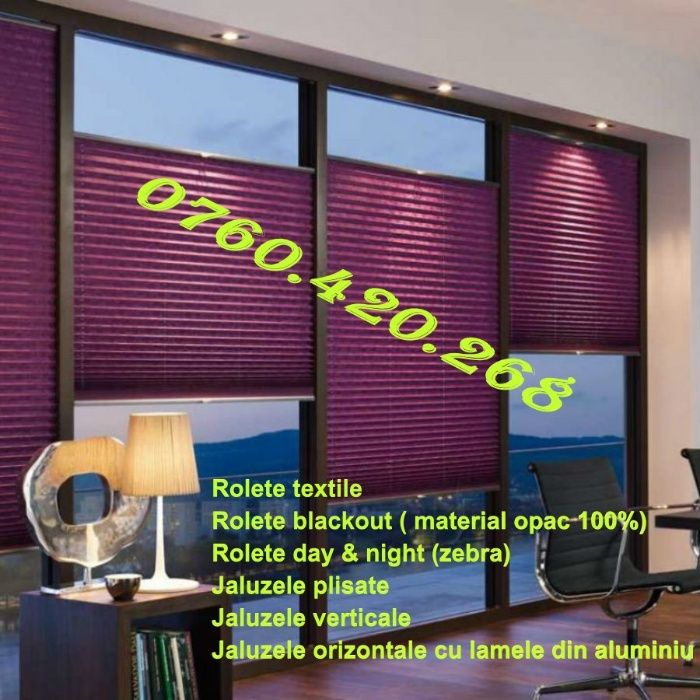 Rolete textile, jaluzele plisate, rolete zebra