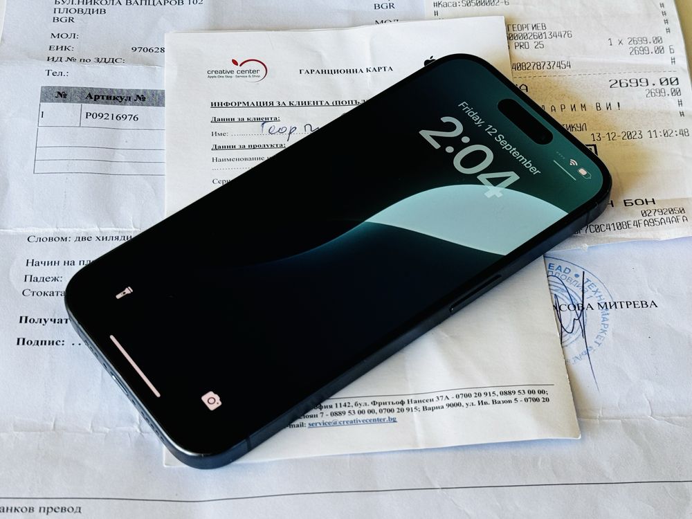 Iphone 15 Pro 256GB Blue Titanium Гаранция до 13.12.2025г