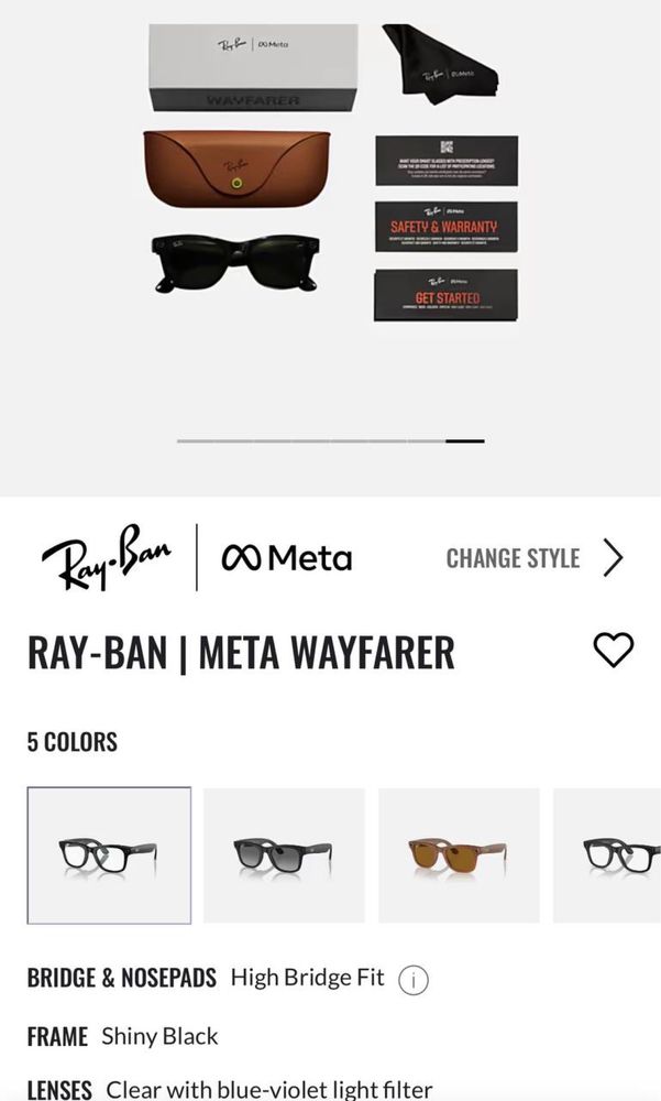 Ray Ban Meta Wayfarer Shiny black